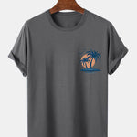 Palm Tree Seagull Print T-Shirt