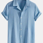 Striped Jacquard Cuban Collar Shirt & Straight Leg Linen Pants
