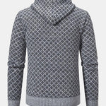 Diamond Pattern Zip Hooded Sweater