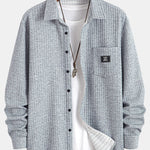 Waffle Button Up Shirt & Drawstring Corduroy Cargo Jogger Pants
