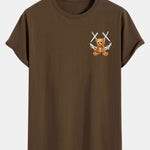 Smiley Bear Print Cotton Arc Hem T-Shirt