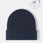 Warm Fleece Lined Knit Beanie Hat Cuffed Cap