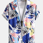 Geometric Leaf Print Button Up Shirt