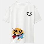 Graffiti Smiley Face Print Drop Shoulder Oversize T-Shirt