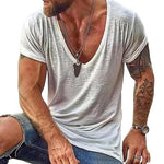 Men's Casual Cotton V Neck Short-Sleeved T-Shirt