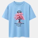 Tokyo Cherry Blossoms Print Drop Shoulder Oversize T-Shirt
