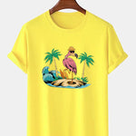 Flamingo On Vacation Print T-Shirt