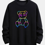 Gradient Dissolving Bear Print Relax Fit Sweatshirt