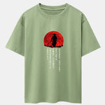 Japanese Samurai Print Drop Shoulder Oversize T-Shirt