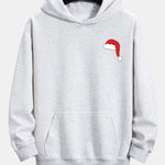 Santa Hat Staring Print Relax Fit Hoodie