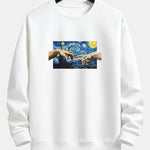 Hand Oil Painting Style Print Relax Fit Sweatshirt