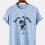Gothic Style Rose Print T-Shirts