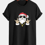 Regular Fit Hip Hop Santa Print Cotton T-Shirt