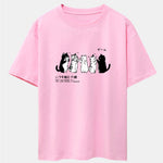 Friend Cat Print Drop Shoulder Oversize T-Shirt
