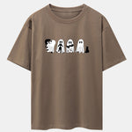 Black Cat Ghost Print Drop Shoulder Oversize T-Shirt