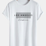 Los Angeles Checkered Print Cotton Arc Hem T-Shirt