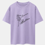 Rose Slogan Print Drop Shoulder Oversize T-Shirt