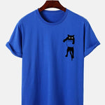 Pocket Cat Print T-Shirt