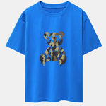 Camouflage Dissolving Bear Print Drop Shoulder Oversize T-Shirt