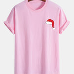 Regular Fit Santa Hat Print Cotton T-Shirt