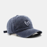 Heart Embroidery Washed Distressed Baseball Cap