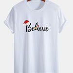 Regular Fit Christmas Believe Print Cotton T-Shirt