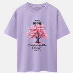 Tokyo Cherry Blossoms Print Drop Shoulder Oversize T-Shirt