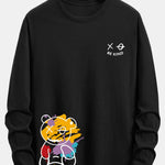 Long Sleeve Graffiti Bear Print Cotton T-Shirt