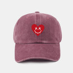 Heart-Shaped Smiley Face Pattern Classic Retro Washed Distressed Cotton Baseball Cap