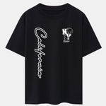 New York California Palm Tree Print Drop Shoulder Oversize T-Shirt