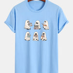 Regular Fit Ghost Reading Book Print Cotton T-Shirt