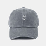 Line Rose Pattern Washed Cotton Decorative Baseball Cap