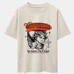 California Angel Print Drop Shoulder Oversize T-Shirt
