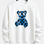 Dissolving Checkerboard Bear Print Relax Fit Sweatshirt