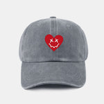 Heart-Shaped Smiley Face Pattern Classic Retro Washed Distressed Cotton Baseball Cap