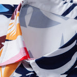 Leaf Color Block Print Button Up Shirt & Swim Short
