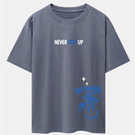 Never Give Up Smiley Face Print Drop Shoulder Oversize T-Shirt