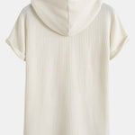 Knitted Waffle Arc Hem Hooded T-Shirt