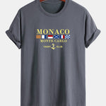 Regular Fit Monaco Slogan Print Cotton T-Shirt