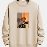 Sunset Rose Print Relax Fit Sweatshirt