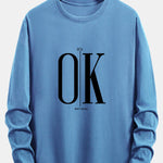 Long Sleeve OK Slogan Print Cotton T-Shirt