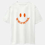 Smiley Face Slogan Print Drop Shoulder Oversize T-Shirt