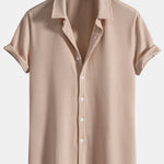 Muscle Fit Ribbed Button Up Shirt & Shorts