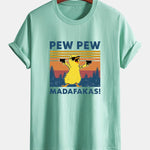 Regular Fit PEW PEW MADAFAKAS Duck Print Cotton T-Shirt