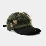 Camouflage Color Block Teddy Plush Baseball Cap