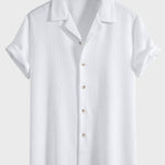 Short Sleeve Geometry Textured Cuban Shirt & Shorts