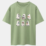 Ghost Reading Book Print Drop Shoulder Oversize T-Shirt