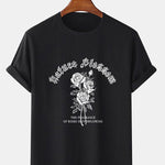 Gothic Style Rose Print T-Shirts