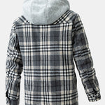 Teddy Fleece Lined Detachable Flannel Plaid Hooded Coat