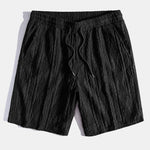 Geometric Jacquard Eyelet Cuban Shirt & Textured Shorts With Lining